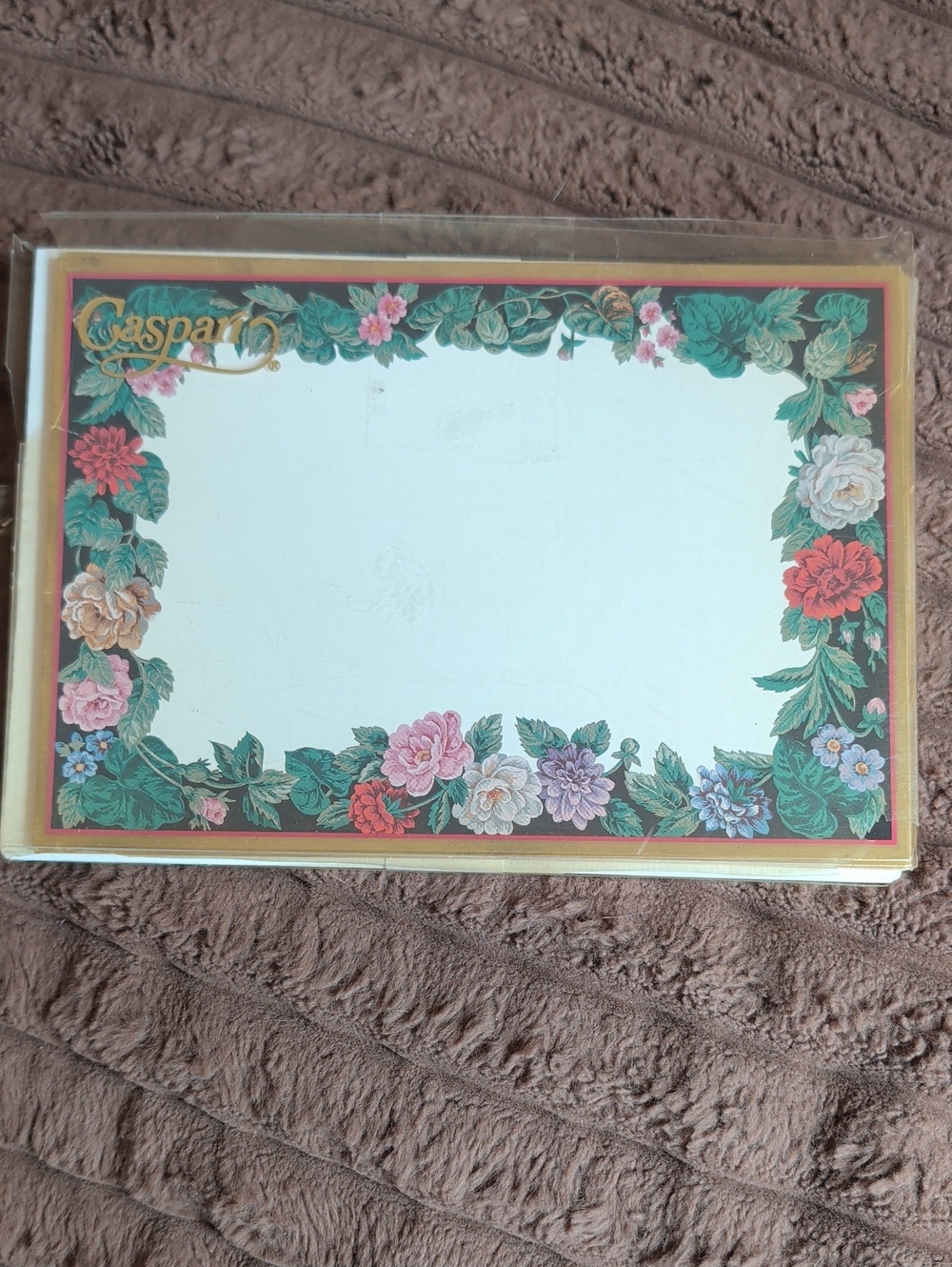Caspari Floral Border Note Cards - Multicolor Floral Design 9 Cards And Envelope